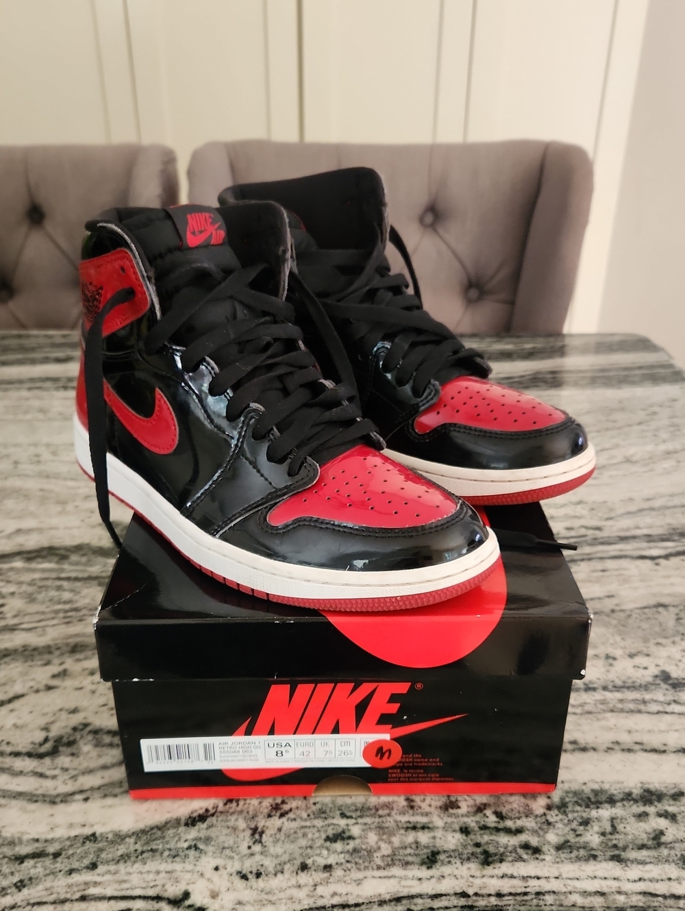 Nike Air Jordan 1 Retro High OG “Patent Bred” Men's 8.5 — 555088-063 — OG Box